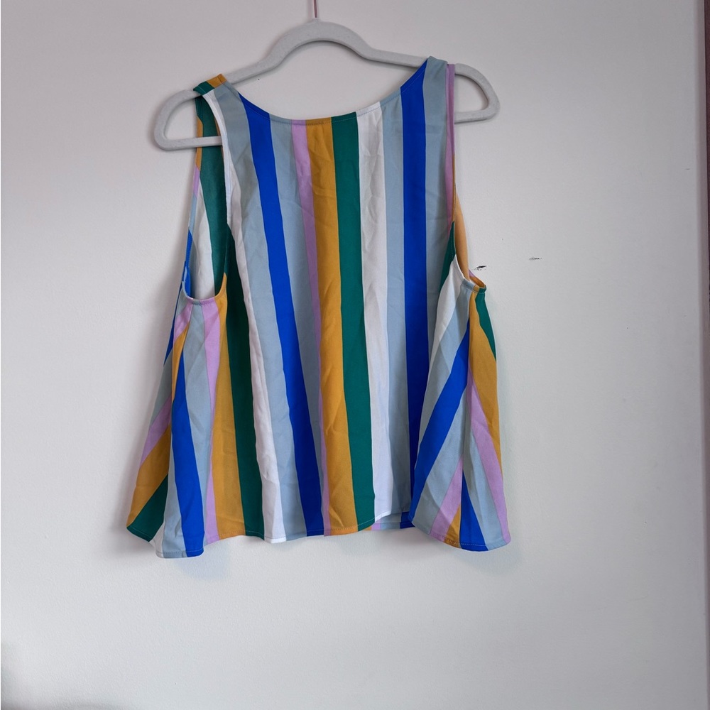 abound high neck multi colored striped tank top
